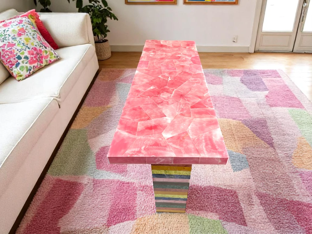 Alaska Pink Onyx Dining Table Centerpiece